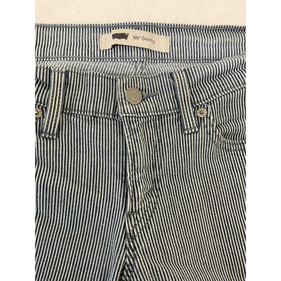 Levis 524 Jeans Women’s Railroad Strip Superlow Skinny Low Rise Stretch 28x32 - Picture 2 of 8